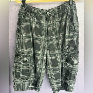 Surplus Plaid gray green Mens cargo shorts Golf tennis